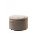 Park Avenue footstool round, D71cm, linen, flax