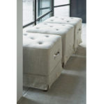The Club Footstool, linen, flax