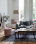 Bowery Footstool, velvet, pink