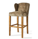 Keith Lowback Barstool, velvet, olive