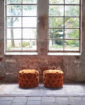 Opera Footstool, velvet, pumpkin