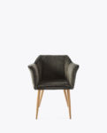 Megan Dining Armchair, velvet, slate grey
